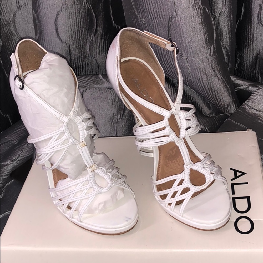Aldo Klaren White Patent strappy heel